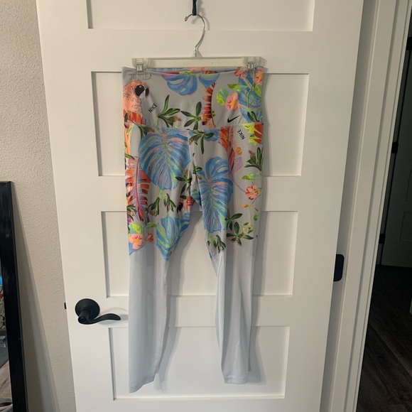 Nike Power Hyper Femme 7/8 Training Tights Medium Pure Platinum Ankle Leggings - Picture 6 of 16